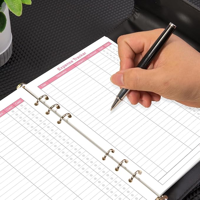 Budget Planner Refills for A5 Binder - 6 Hole Expense Tracker Paper, 50 Sheets/100 Pages, 100gsm, White, 5.8'' x 8.5''