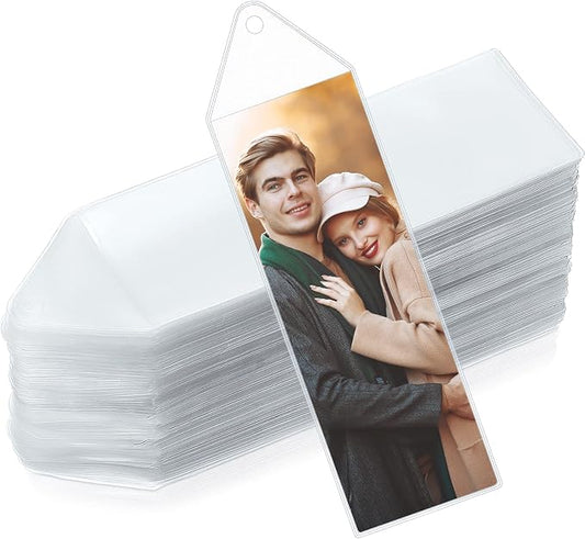 Blulu 200 Pieces 2x6 Inches Clear Bookmark Sleeves Plastic Bookmark Holder Blank Photo Booth Frames Vinyl Cover for Wedding Photo Strips Graduation Gift Office Party Favors