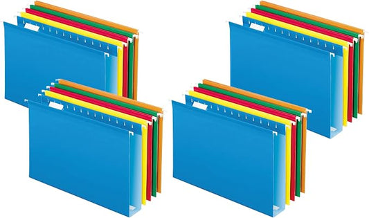 Pendaflex Extra Capacity Reinforced Hanging Folders, 2", Legal Size, Assorted Colors, 1/5 Cut, 25/BX (4153x2 ASST) (Pack of 4)