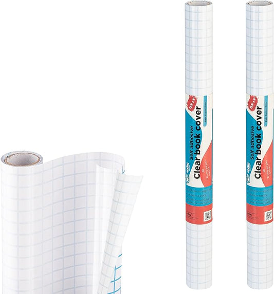 Clear Contact Paper, 17.5” x 5-Feet, Transparent Self Adhesive Book and Textbook Covers for Paperbacks and Hard Covers, Plastic Protective Covering Contact Paper Roll, Acid Free, 2 Rolls – By Enday