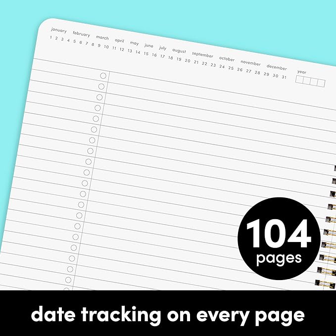 PAPERAGE Undated Daily Planner & To Do List Notepad (Dark Green), 8.5 in x 11 in, Spiral Bound Planner Notebook for Work, School or Home, 104 Lined Pages With Date Tracker for Plans & Notes