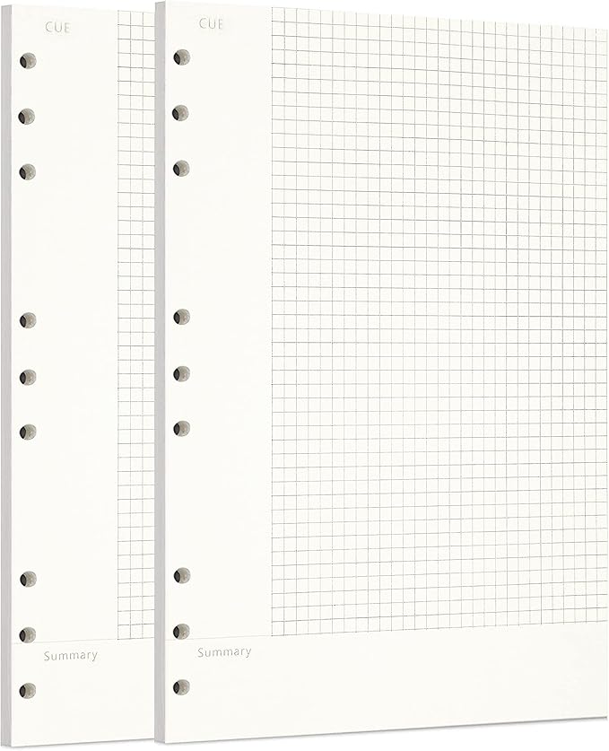 Zelten 2 Pack B5 120 Sheets/240 Pages Connell Loose Leaf Punched Paper Refills Paper for 9 Hole Binder Personal Organizer Diary Notebook Refillable Planner