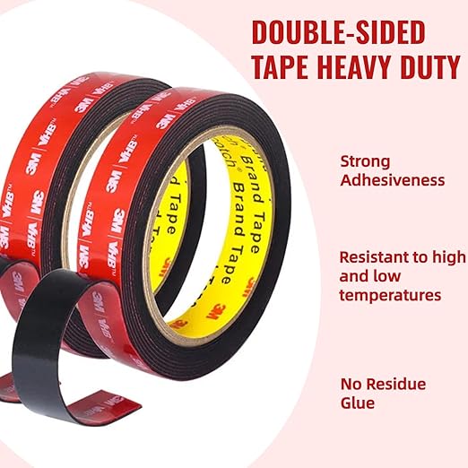 Double Sided Tape Heavy Duty, Adhesive Mounting Tape, 1/2 in x 15.5 ft, Waterproof Foam Tape for Indoor, Outdoor, Automotive Trim, Garage, LED Strip Lights, Home Decor