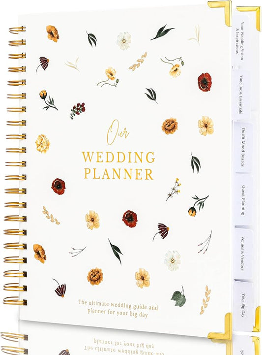Timeless Premium Wedding Planner Book and Organizer – Timeless Premium Wedding Planner Book and Organizer – Wedding Planning Book, Comprehensive Keepsake & Countdown Binder, Perfect Engagement Gift for Women, 11" x 9" (Wildflower)