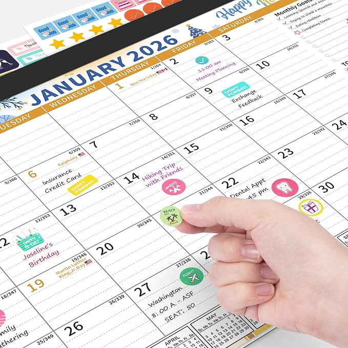 Ospelelf Desk Calendar 2026-2027 Magnetic Calendar for Refrigerator, 12'' x 17'' Wall Calendar 18 Months, Use Jan 2026 - June 2027, Seasons