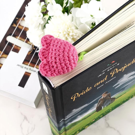 Crochet Bookmarks for Women Girls Kids Knitted Tulip Flower Book Mark for Book Lovers Coworker Bookish Birthday Graduation Gift for Her Him Unique Page Bookmark for Readers Christmas Gifts