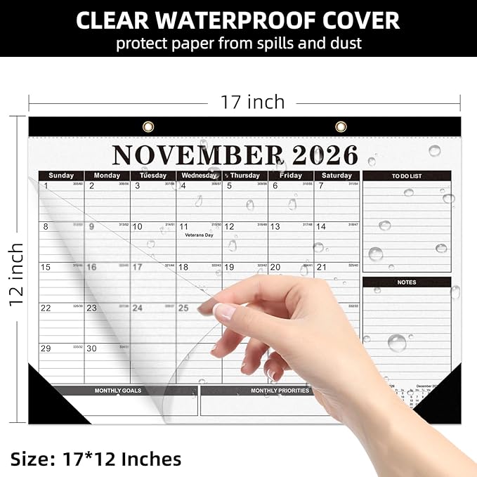 Tcamp 2026 Calendar, Desk Calendar 2026-2027 from January 2026 to June 2027, Big 17" x 12" Wall Calendar with Julian Dates, 18 Months Desk Planner for Home School Office Desktop, Christmas Gifts
