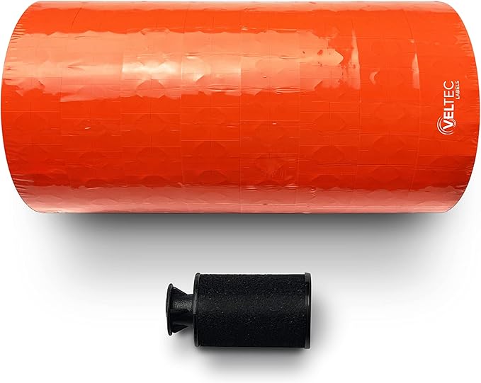 Fluorescent Red Labels for Monarch Paxar 1131 One-Line Price Gun, 2 Sleeves, 16 Rolls Pricemarking with 2 Ink Rolls