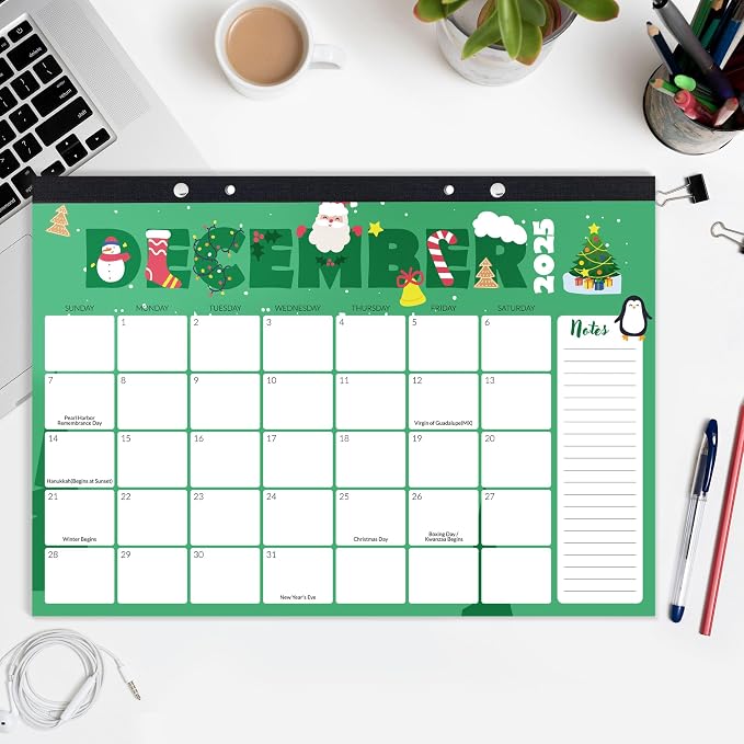 SUNEE 2026 Desk Calendar, 18 Months from Oct. 2025 to Mar. 2027, 17"x12" Academic 2026 Calendar for Home, School, or Office - 2026 Monthly Calendar with Note, Cute