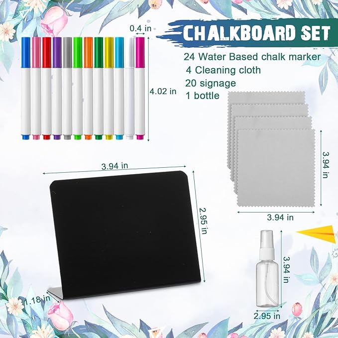 Skyygemm 64 Pcs 3.94 x 2.95 Inch Chalkboard Signs for Food Table Signs Food Labels for Party Food Signs Food Tags for Party with 26 Water Based Chalk 4 Cleaning Cloth 2 Bottle for Buffet Weddings