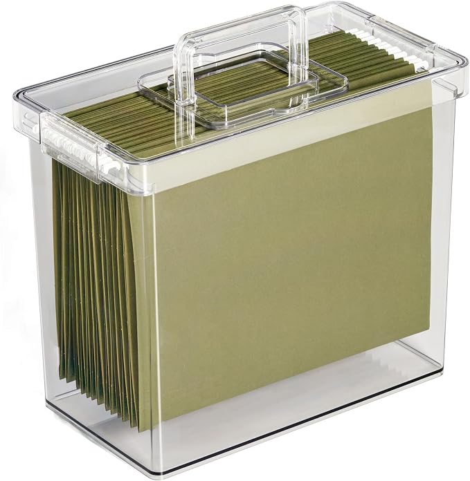 Simply Tidy Clear Letter File Storage Case with Top Handle - Waterproof & Dustproof Organizer for Documents, Craft Supplies & Office Materials, 1 Pack