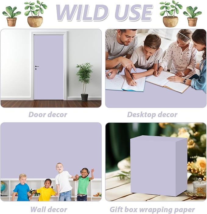 Light Purple Bulletin Board Paper Roll Lavender Bulletin Board Background Paper Back to School Classroom Decoration Poster for Art Craft DIY Projects Home Office Classroom Party Supplies 17.7in x 20ft