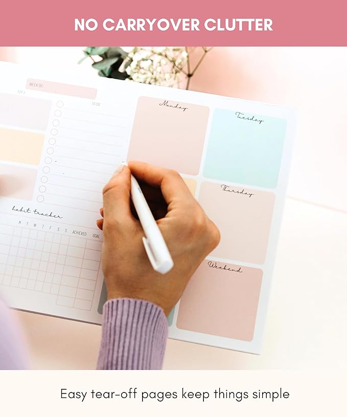 Weekly Planner Notepad Tear Off – 52 Undated Weekly Sheets Daily To Do List Notepad, Habit Tracker, Academic Planner Notebook, Daily Work Planner- Full Year Productivity Planner Weekly To Do List Pad