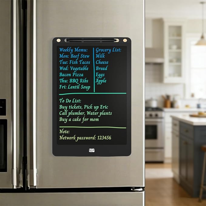 Magnetic Grocery List Pad for Fridge, 13Inch LCD Writing Tablet Magnet Fridge Board to Do Lists Shopping List Message Notepad for Refrigerator with One-Click Erase, Writing Pen (13inch)