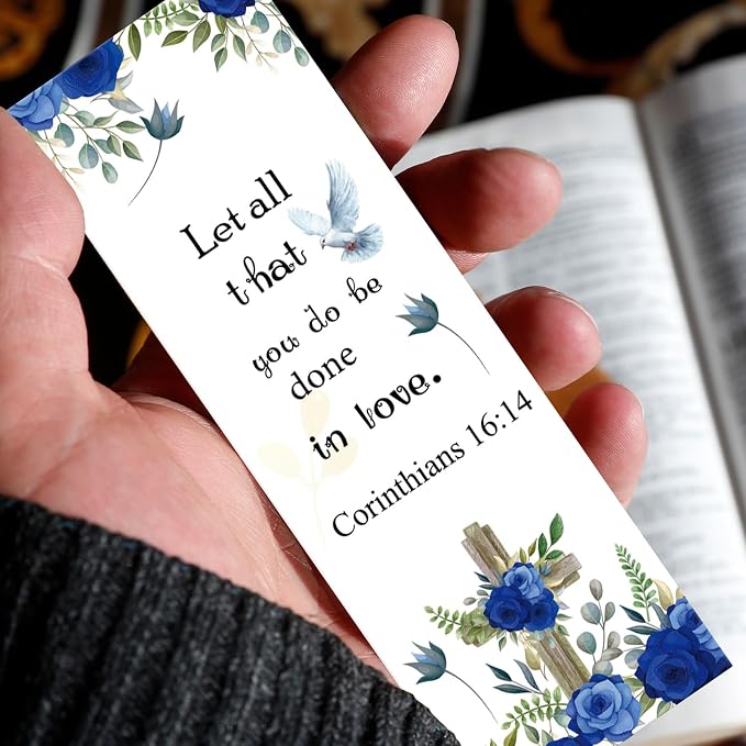 100 Pcs Christian Bookmarks, Religious Flower Cross Paper Bookmark Bulk for Women Women, Inspirational Bible Verse Book Mark Gift for Reading Lovers Church Accessories