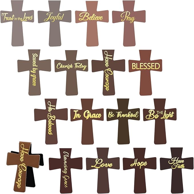 Outus 48 Pieces Magnetic Bookmarks Cross Christian Magnetic Page Markers Religious Bible Verses Bookmarks for Mother's Day Women Student School Reading Gifts Church Bible Study Group (Brown Style)