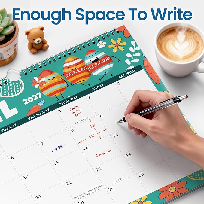 SUNEE Wall Calendar 2026-2027 18 Months Jul. 2026 - Dec. 2027, 14.5"x11.5" Big Grid Hanging Calendar with Note for Organizing & Planning, Monthly Calendar 2026-2027 with Last Month and Next Month, Seasons Color
