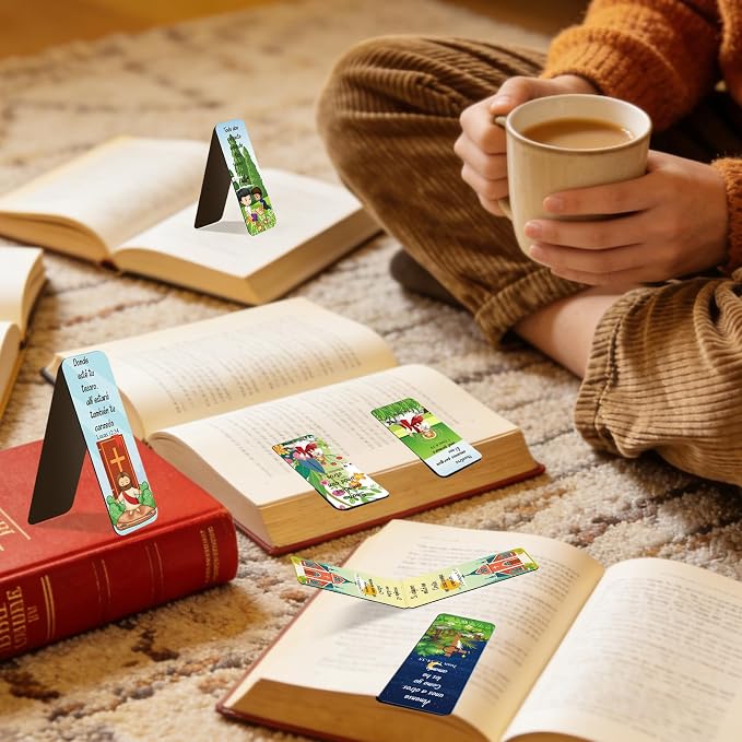 30 Pcs Spanish Christian Magnetic Bookmarks, Religious Bible Verse Magnetic Bookmarks Bulk, Motivational Prayer Magnet Book Markers for Sun Day School Church Reading Bible Study Supplies