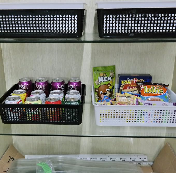 Teyyvn Rectangular Plastic A4 Paper Storage Baskets Trays, Set of 6 Letter Size Plastic Baskets