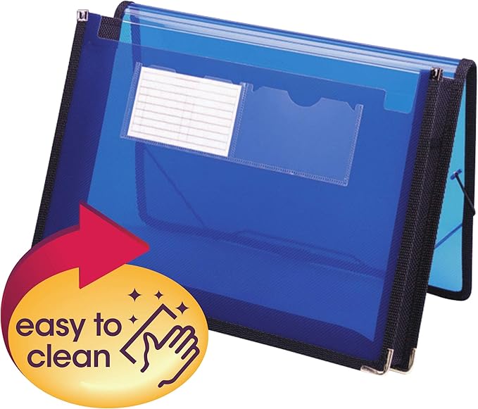 Smead Poly File Wallet with Closure, 2-1/4" Expansion, Flap and Cord Closure, Translucent, Letter Size, Blue (71953) (Pack of 12)