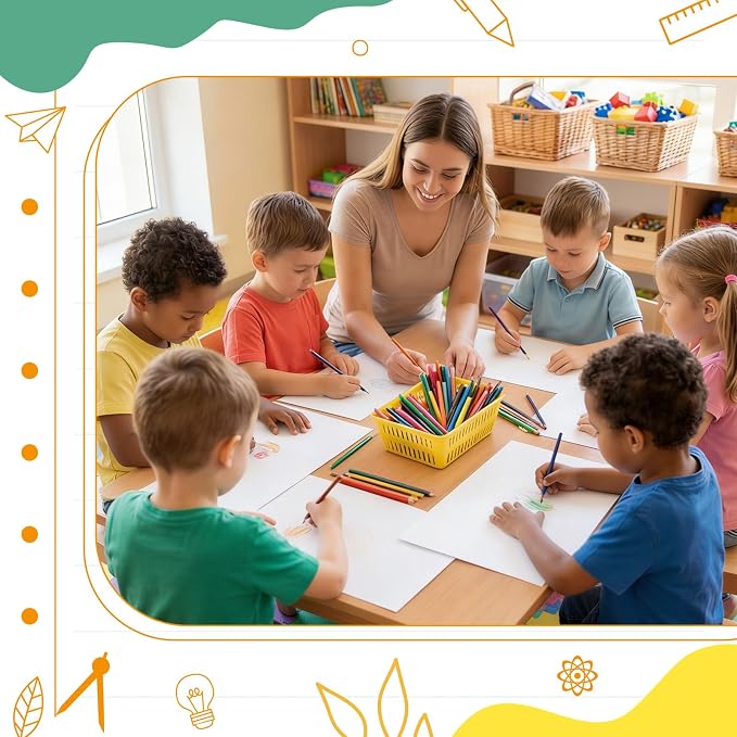 Sherr 36 Pack Classroom Storage Basket Small Plastic Basket for Organizing Crayon Pencil Container Storage Bin Tray Holder for Paper Shelf Back to School Office Supply 6.1"l x 4.3"w x 2.4"h(Yellow)