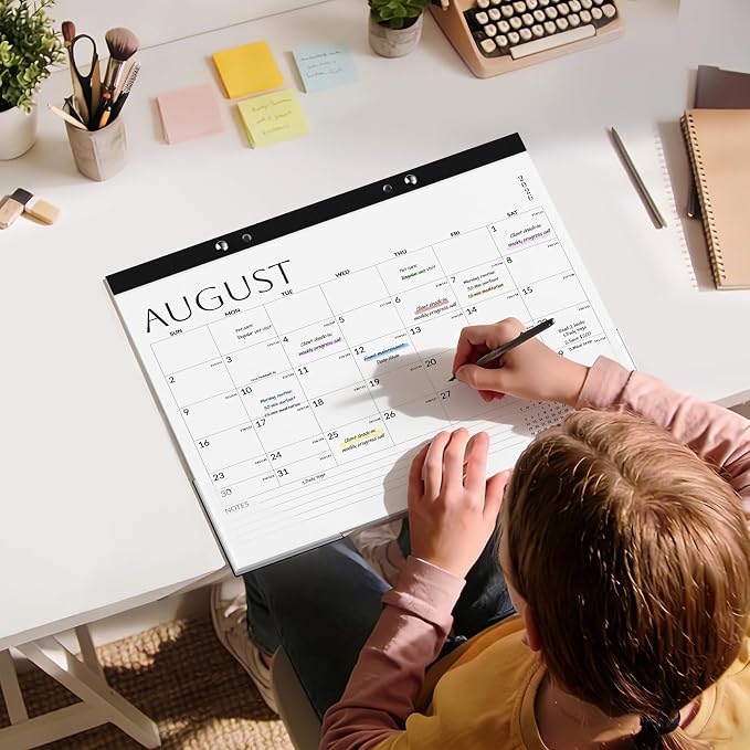 SUNEE Desk Calendar 2026-2027, 14.5" x 11.5", 18-Month Monthly Desk Calendar from Jul. 2026 - Dec. 2027, Academic Desk Calendar for Teacher, School, White