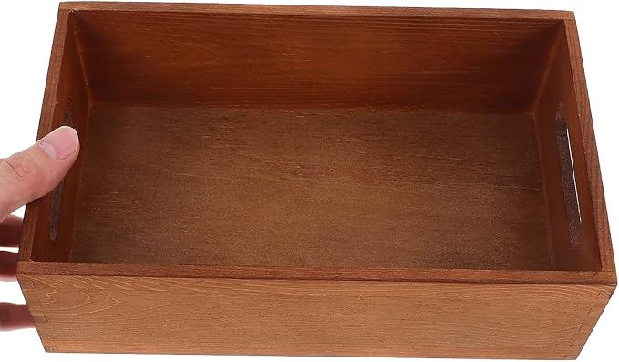jojofuny Solid Wood Storage Box with Handles 9.84In X 5.90In X 3.07In Multi-Use Desktop Crate Organizer for Tools Office Supplies and Sundries