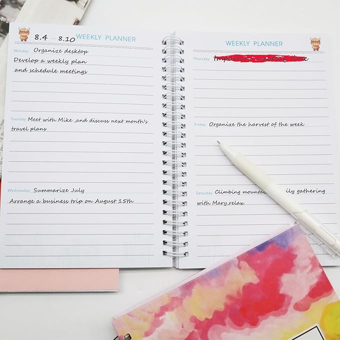 LEMEDE No Waste 12 Months Undated Planner Weekly and Monthly Planner, Weekly To Do List Notepad with Storage Pocket, A5 Undated Planners for Women & Men, Home Office Desk Accessories and Supplies