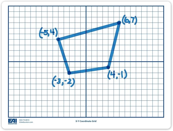 EAI Education X-Y Coordinate Grid Dry-Erase Boards: 9" x 12" Double-Sided Set of 10