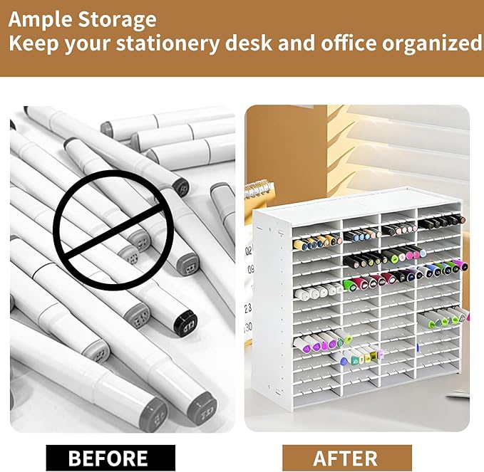 Marker Organizer, 270 Slots Marker Holder Organizer Marker Storage with Divider Art Marker Rack for Pencils Art Brushes Pens Colored Adjustable Pencil Holders for Desk Organizer