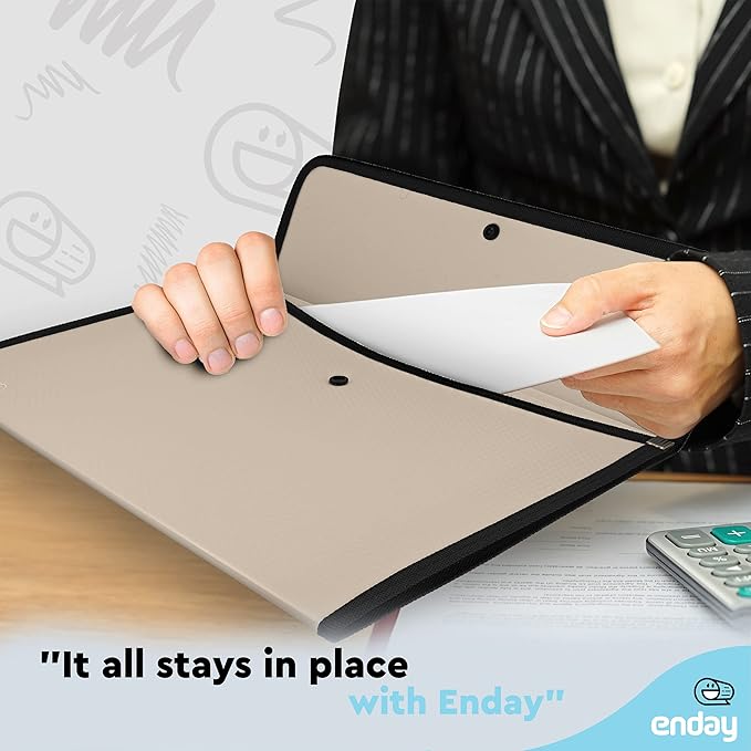 Square Flap Document Holder Grey, Expanding File Folder, A4 Letter Size Reusable Filling Envelopes, Snap Closure Wallet File Pouch Also Available in Pink, Purple, Green, Red, Blue, 1 Pc– By Enday