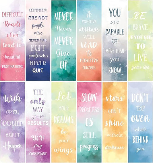 60 PCS Inspirational Bookmarks for Women Men, 12 Styles Encouraging Bookmark for Kids Students, Positive Bookmarks Bulk for Reading Lovers Teachers School Home