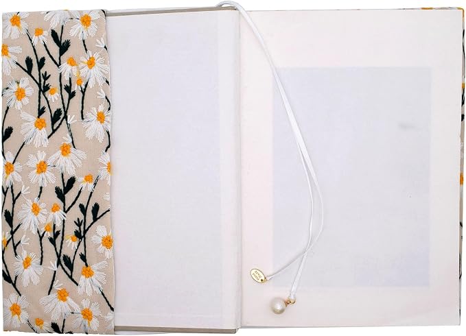 BLBMH 10x7 Book Cover | Handmade Non-Stretch Fabric Bible Cover with Bookmark | Washable Large Hardcover Paperback Protector | Privacy Reading Gift for Women - Daisy 2
