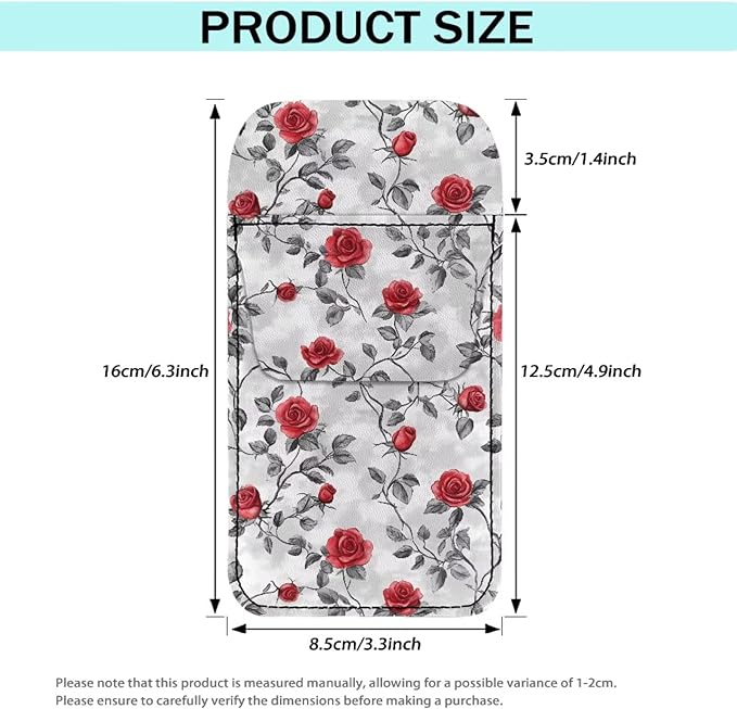 chaqlin Rose Flower Print Pocket Protector, Leather Pen Pouch Holder Organizer for Lab Coats/shirts/pen Note, Pencil Pocket Holder for Office Hospital Supplies
