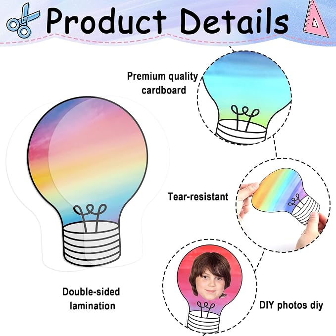 60PCS VBS 2026 Light Bulb Theme Cutouts Gradient Watercolor Light Bulb Bulletin Board Decorations Religious Lightbulb Paper Cut-Outs Classroom Decor for DIY Craft Photo School Wall Door Supplies