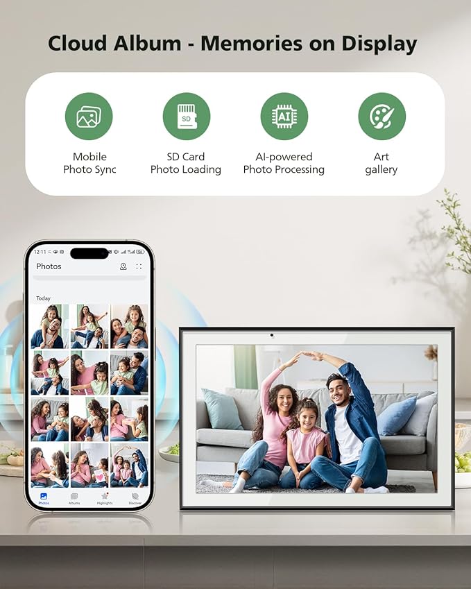 10.1" Digital Calendar Wall Touch Screen No Subscription Wall Mountable/Desk Digital Picture Frame Meal Planner & Chore Chart IPS Smart Electronic Family Organizer (White)