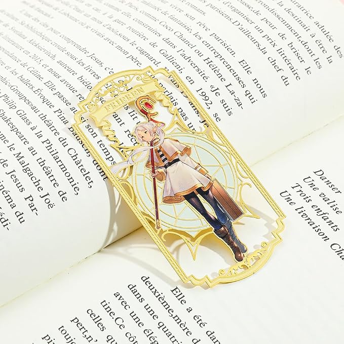 Anime Frieren: Beyond Journey's End Bookmark Stainless Steel Manga Fans Cartoon Fashion Student Scholar Learning Gift (Frieren-1)