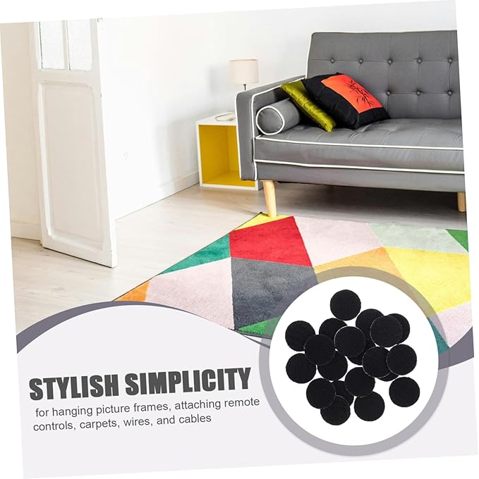 PRETYZOOM 20pcs Strong Adhesive Hook and Loop Tape for Mounting Reusable Round Pads for Wall Decor and Tools Hanging for Carpets Wires and Frames