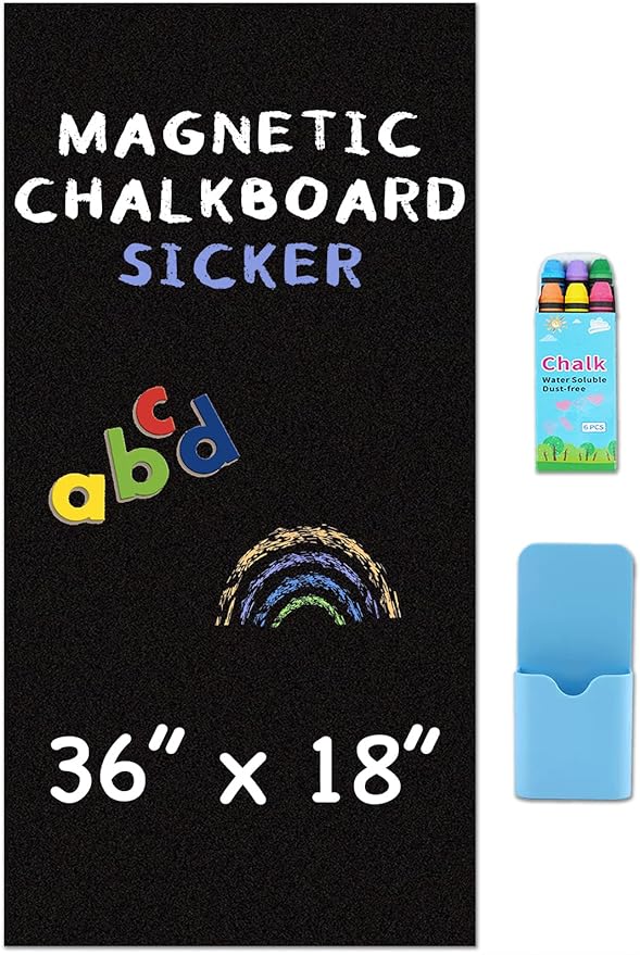 Magnetic Chalkboard Wallpaper Peel and Stick 40" x 18", Self-Adhesive Chalkboard Contact Paper with Starter Kit - Ideal for Playroom Home Classroom