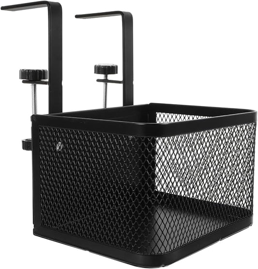 SHINEOFI Clamp Under Desk Storage Organizer Mesh Basket with Clamp for Tidy Desk Cord Management and File Organization for Office Use and Space Saving