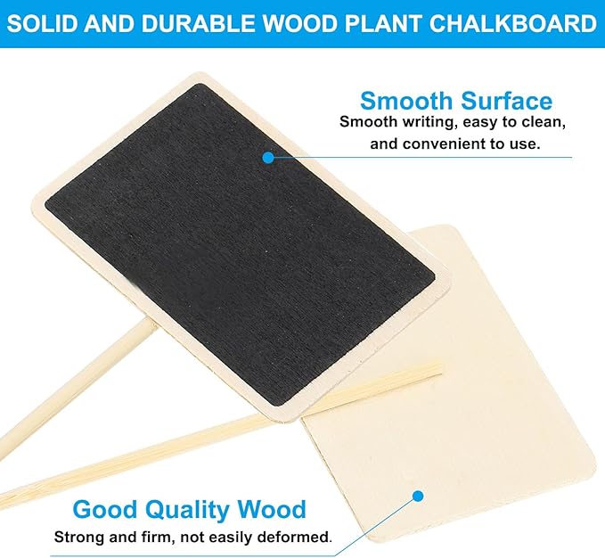 PATIKIL Mini Chalkboard Signs, 24Pcs Small Chalkboard with Easel Stand Wooden Rectangle for Food Labels Party Weddings Message Board Signs Event Decorations, Black (6.7"x3.1")
