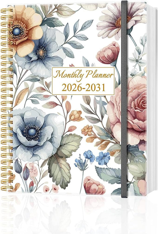 2026-2031 Monthly Planner - 60 Month PLanner Calendar from July 2026 to June 2031, 5 Year Planner 2026-2031 with Flexible Cover, Inner Pocket, Perfect for Home | School | Office, 8.5" x 11", Colorful Large Flower