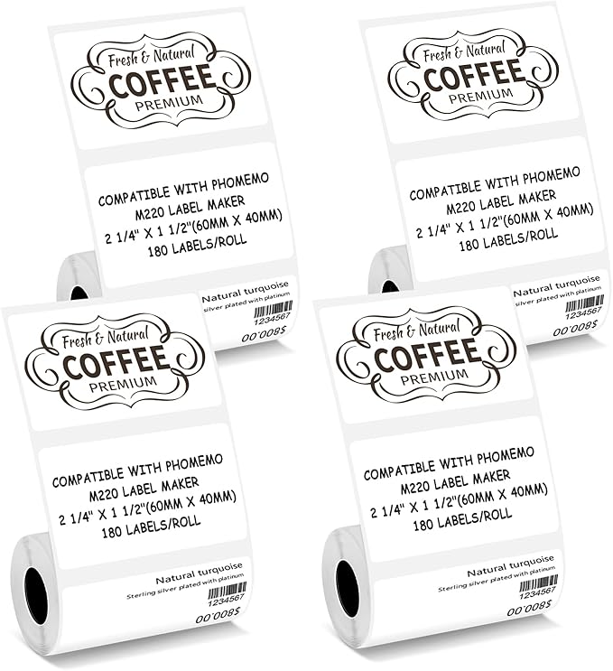 Thermal Labels Compatible with NIIMBOT B3S/K3 Label Printer,Compatible with Phomemo M221/M220/M120/M200/M250 Label Printer,2.36"x1.57"(60x40mm), 160 Labels/Roll 4 Rolls, Black on White
