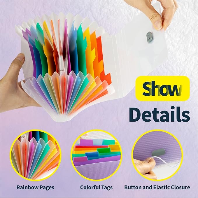 Mini Accordion File Organizer (7 inches * 4 inches) - 2 Pack 13 Pockets Expanding File Folders, Portable Receipt Organizer 100% Waterproof Plastic Receipt Organizer for Cards, Coupon, Receipt, Ticket