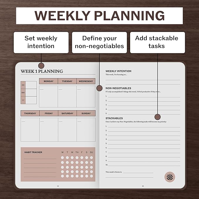 Undated Daily Planner | 90 Day Daily & Weekly Productivity Journal with Hourly Schedule, To Do List, Goal Tracker & Habit Tracker | ADHD Planner for Men & Women | Hardcover Agenda