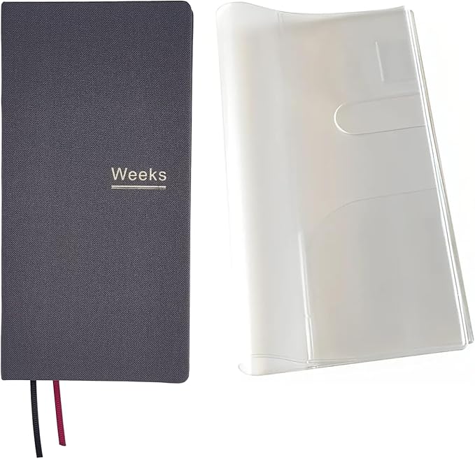Undated Weekly Planner Notebook Pocket Organizer Appointment Book Journal Notebook A6 Week Plan Notepad (Gray with cover)