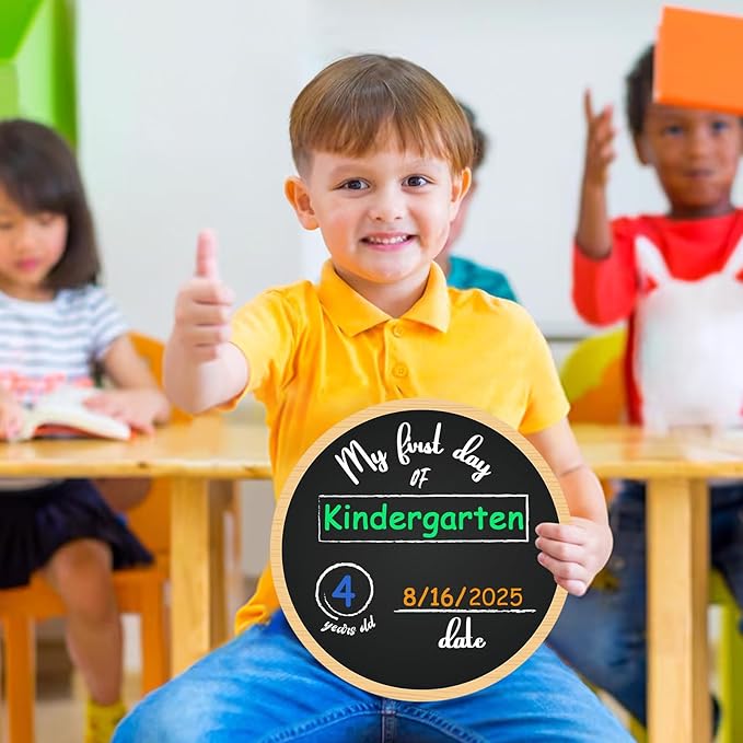 FaCraft First Day of School Sign Board - Doubles Sided Back to School Chalkboard for Kids Son Daughter Erasable 1st Day of Preschool/Pre-K/Kindergarten Supplies Reusable Photo Prop Gifts Sign