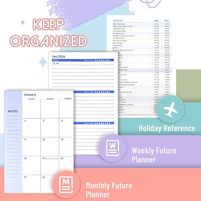 18 Month Planner 2026-2027, Weekly & Monthly & Daily Planner from Jan 2026 - Jun 2027, Planner Spiral Bound Academic Agenda Planning Organizer with 100GSM Thick Paper, A5 Size, Light Purple