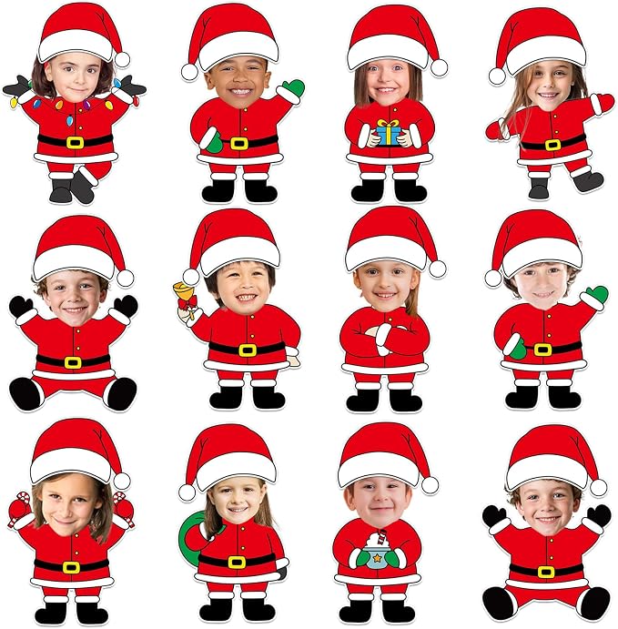 60pcs Christmas Theme Cutouts Santa Claus Bulletin Board Decorations Xmas Santa Claus Paper Cut-Outs Classroom Decor for Xmas Classroom DIY Craft Photo Wall Door Christmas Winter Party Supplies