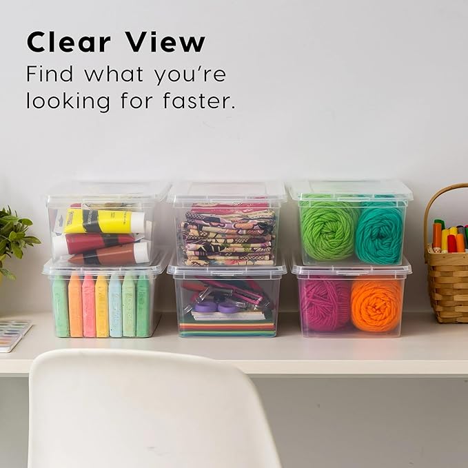 5 Qt Stackable Plastic Storage Bins with Lids 20 Pack Clear Plastic Storage Containers Durable Nestable Containers